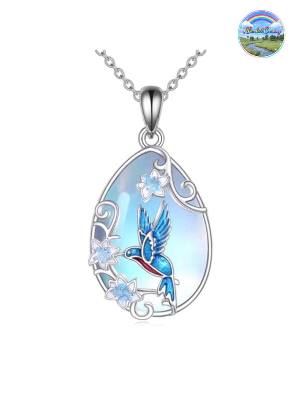 925 Sterling Silver Pendant Necklace with Moonstone